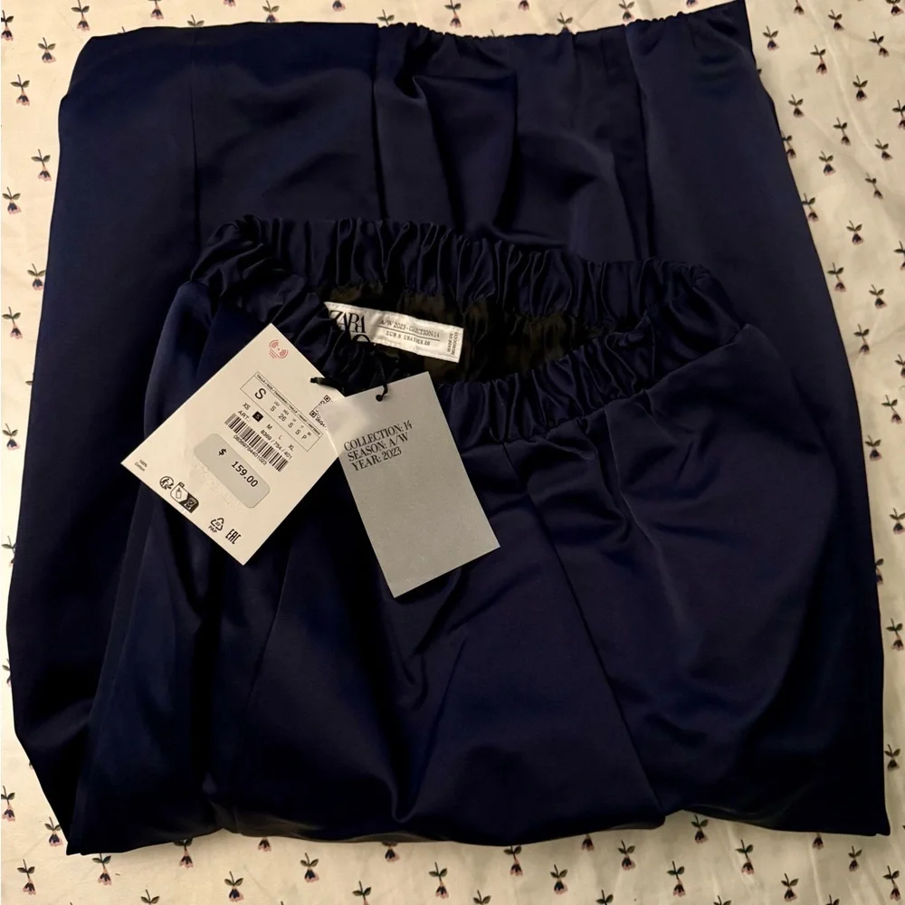 Zara collection taffeta voluminous midi blue skirt limited edition sz.S - Picture 9 of 10